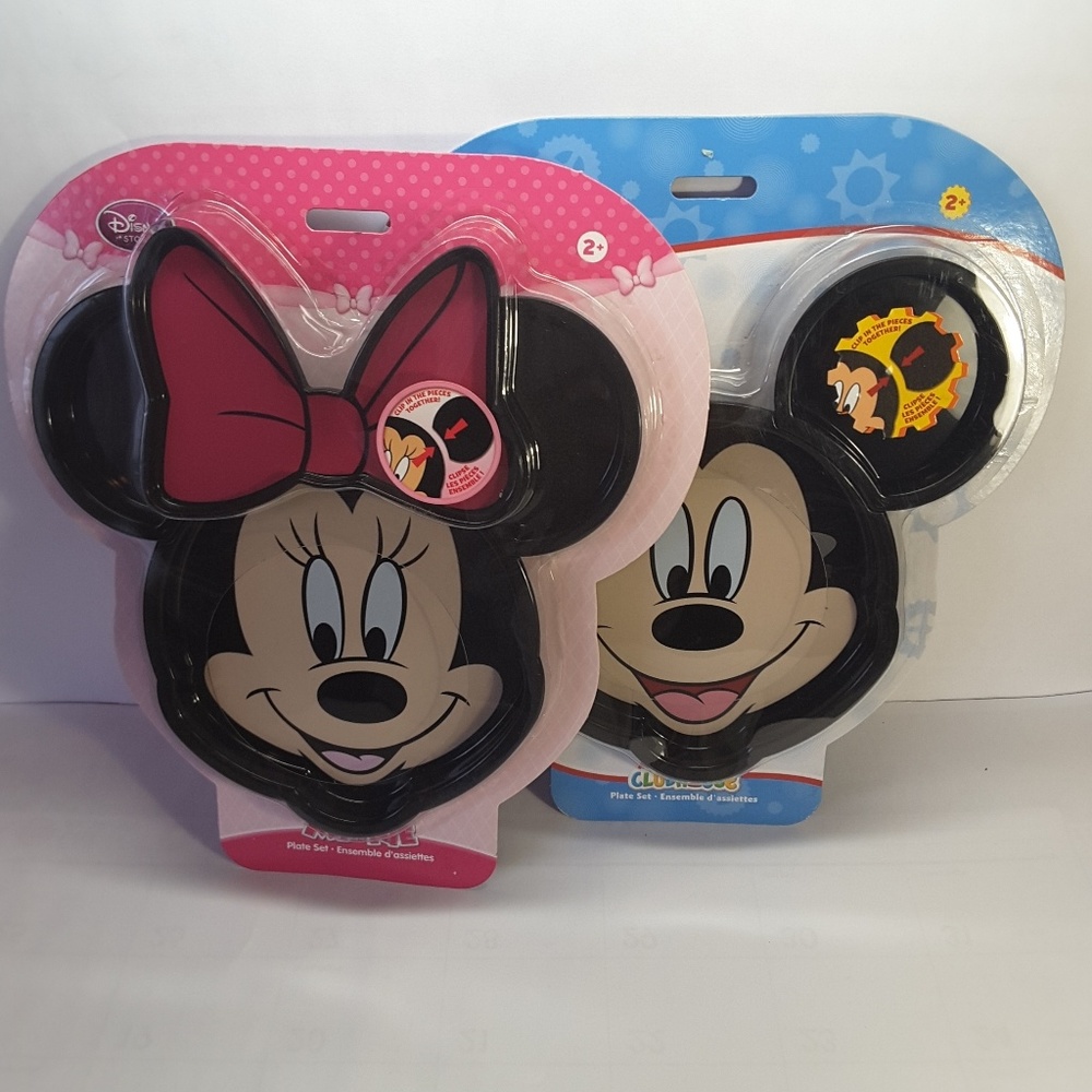 Lot of 2 Disney Minnie Mouse & Clubhouse Plate Set